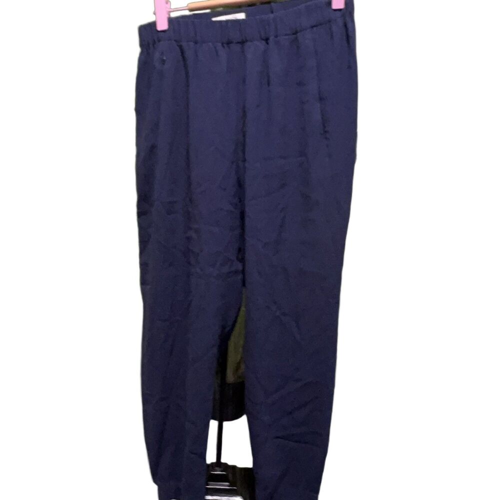 Babaton Women's Blue Dress Pants Size S Tapered Pleated Elastic Waist Pockets
